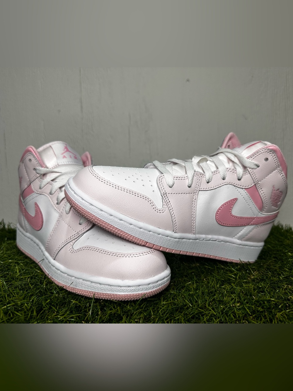 Nike Air Jordan 1 Mid White & Light Pink Sneakers - Picture 4 of 9